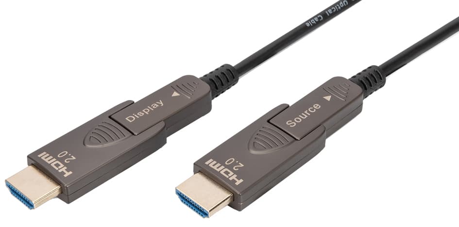 Digitus Hdmi Aoc Hybrid Glasfaserkabel, 4k, Schwarz, 30 M