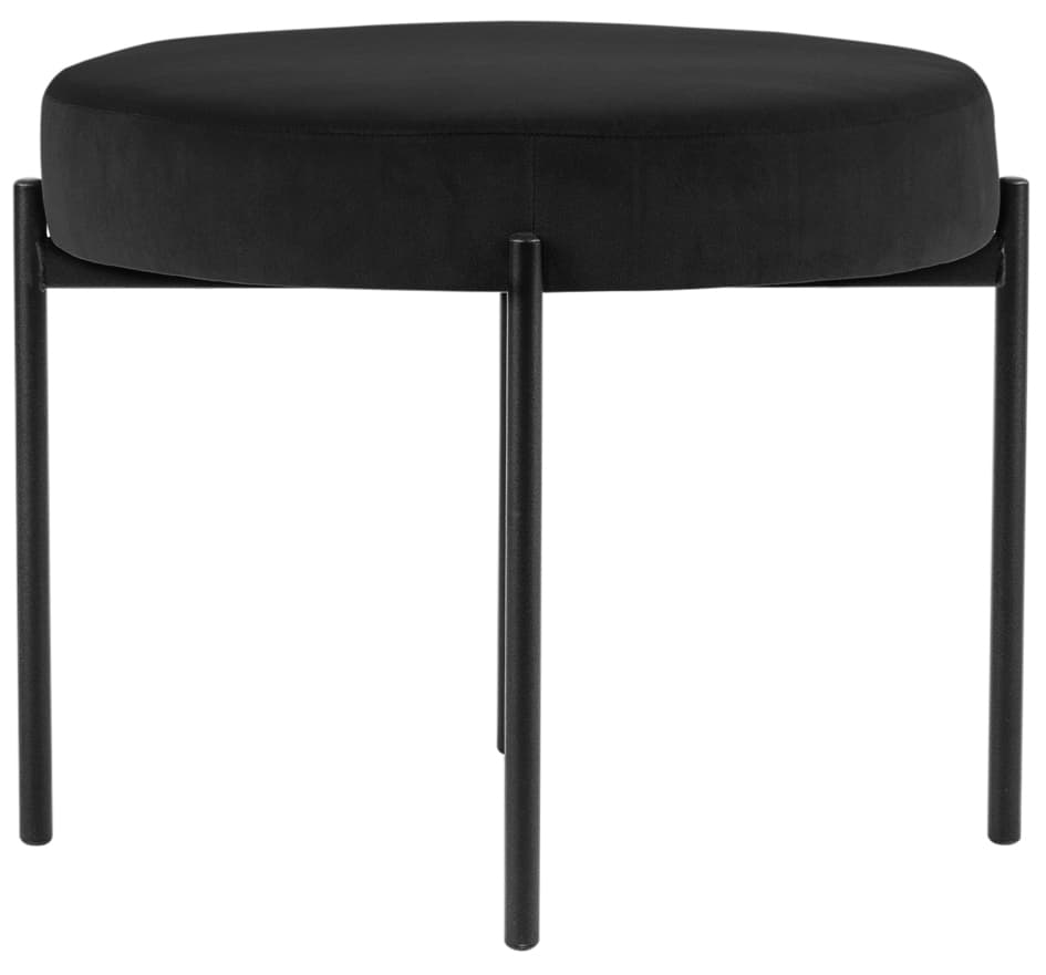 Paperflow Hocker Gaia, Rund, Samtbezug, Schwarz