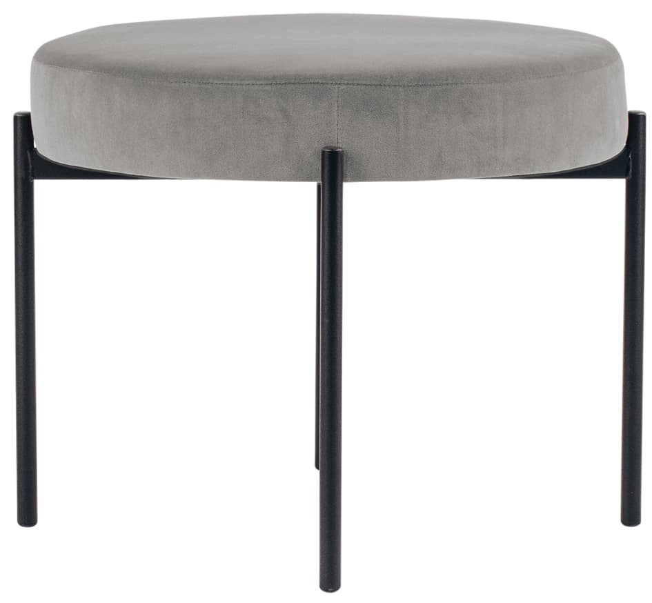 Paperflow Hocker Gaia, Rund, Samtbezug, Grau