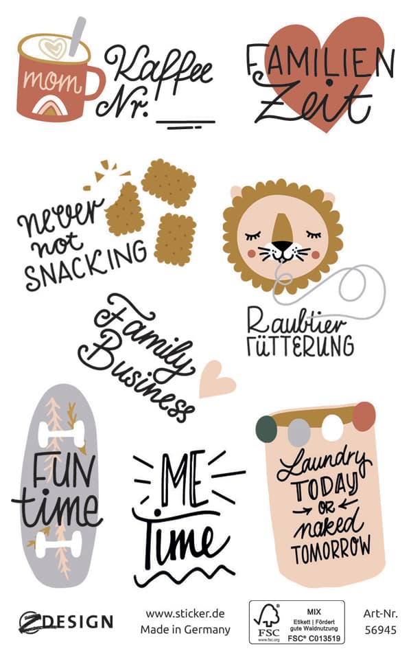 Avery Zweckform Zdesign Sticker Creatve , Mom Life,