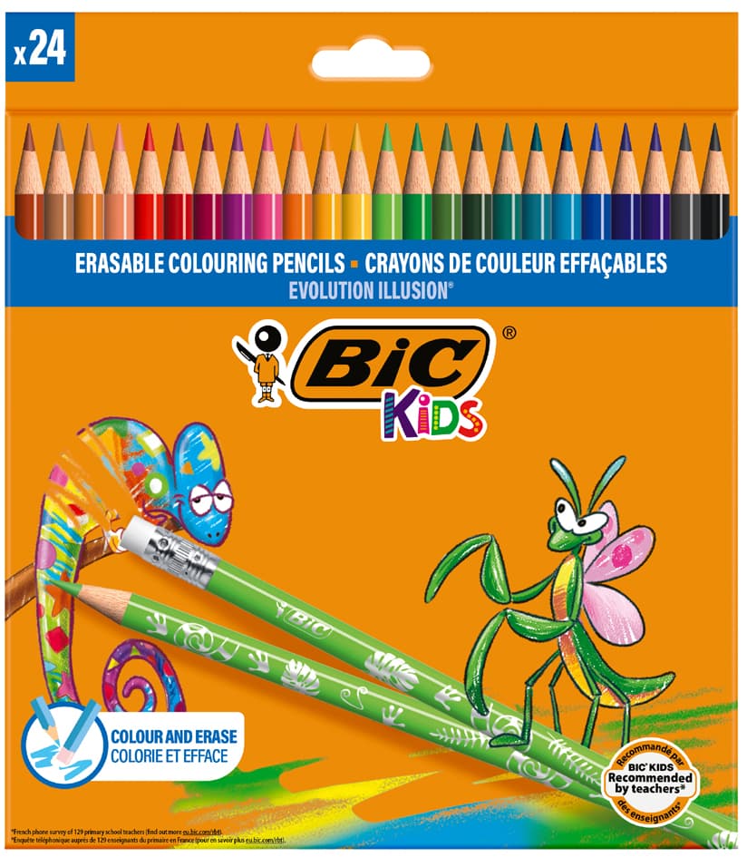 Bic Kids Buntstift Evolution Illusion, Radierbar, 24er Etui
