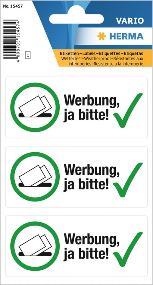 Herma Hinweisetiketten , Werbung, Ja Bitte!,