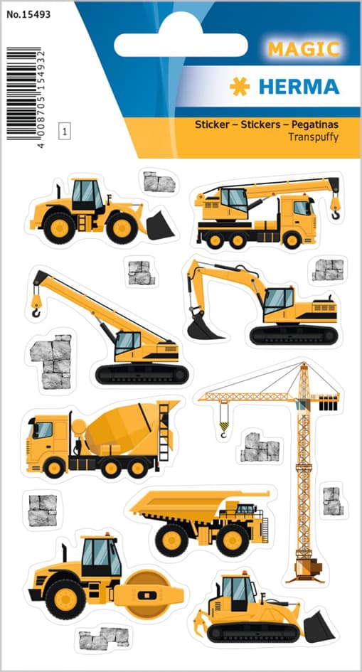 Herma Sticker Magic , Baustellen Fahrzeuge, , Transpuffy