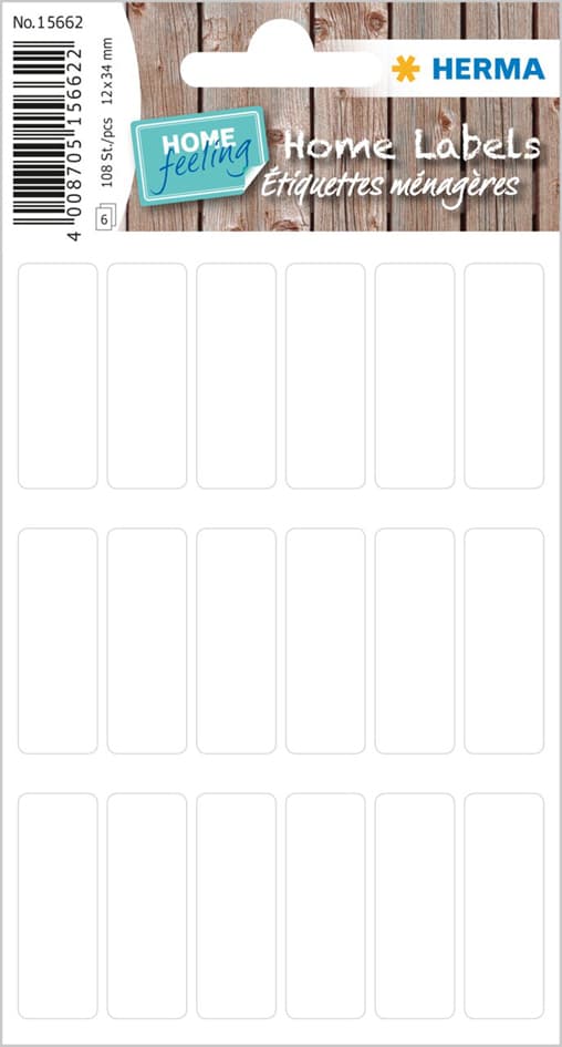 Herma Haushalts-Etiketten Home, 12 X 34 Mm, Weiß