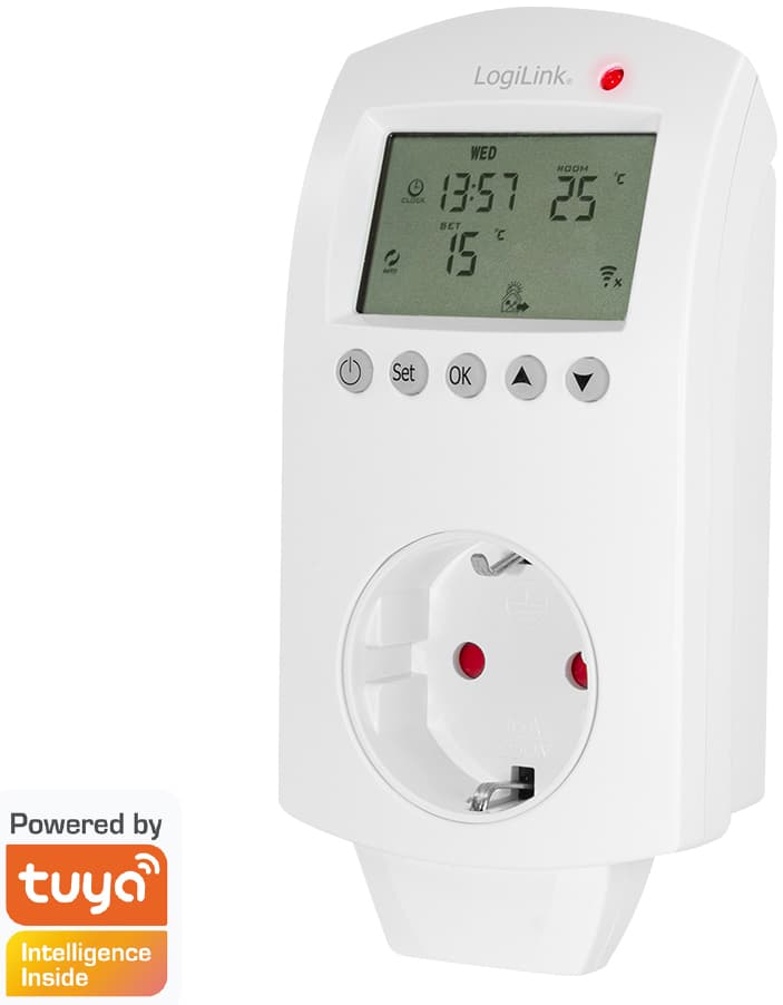 Logilink Wi-Fi Smart Thermostat-Adapterstecker, 1-Fach, Weiß