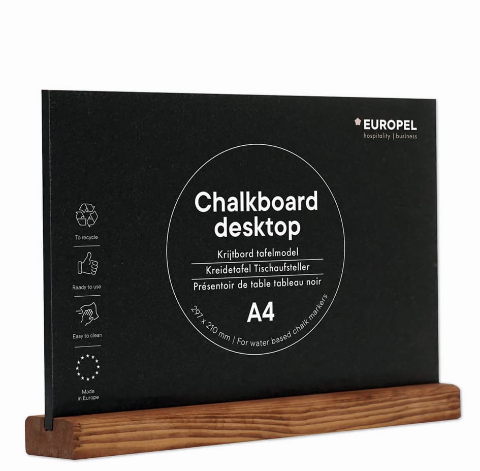 Europel Kreidetafel Tischaufsteller, Din A4 Quer, Natur