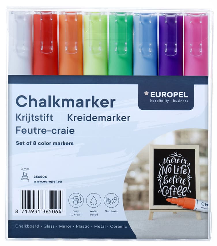 Europel Kreidemarker 3 Mm, 8er Etui, Farbig Sortiert