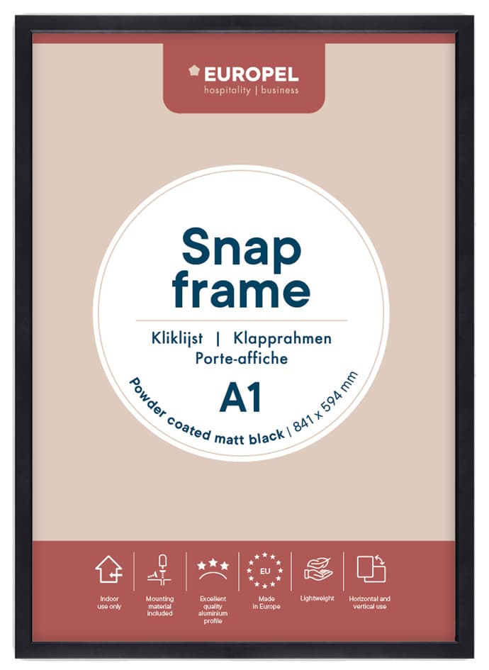 Europel Plakatrahmen Premium+, Din A1, Schwarz
