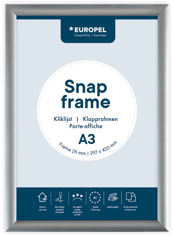 Europel Plakatrahmen Premium, Din B2, 25 Mm, Silber Eloxiert