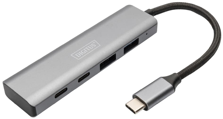 Digitus Usb-C Hub, 4 Port, 2x Usb A + 2x Usb-C, Dunkelgrau