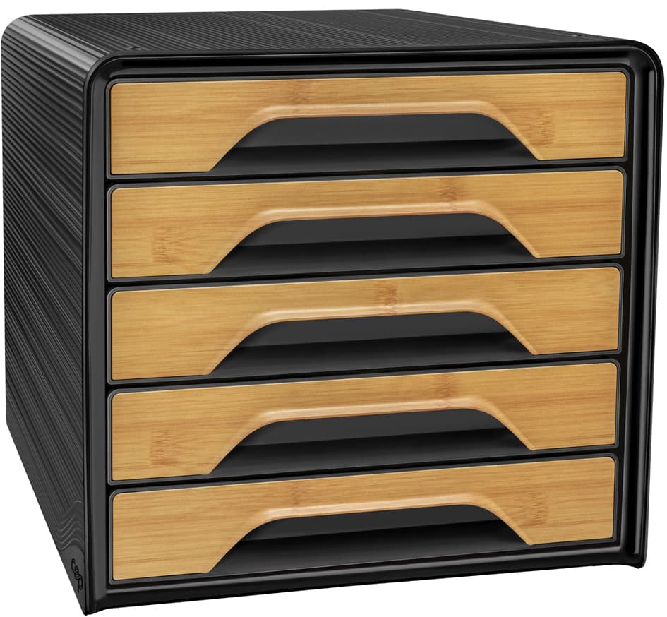 Cep Schubladenbox Smoove Silva, 5 Schübe, Schwarz/Bambus