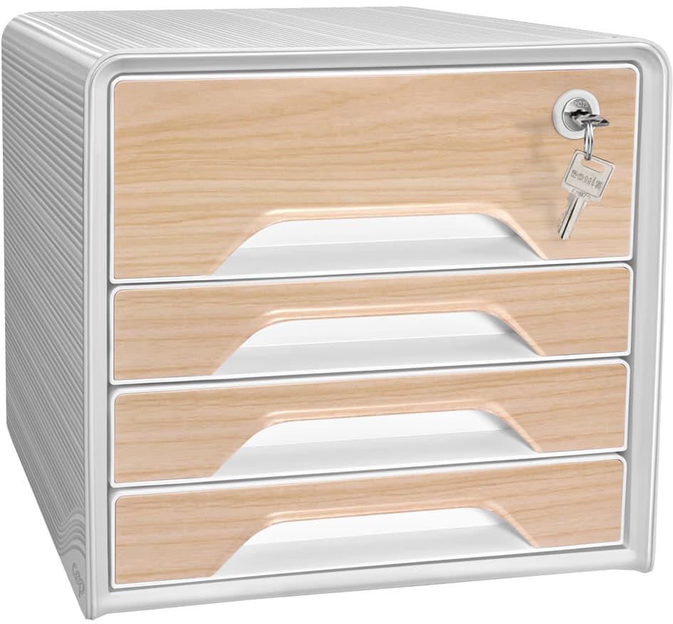 Cep Schubladenbox Smoove Secure Silva, 4 Schübe, Weiß/Buche