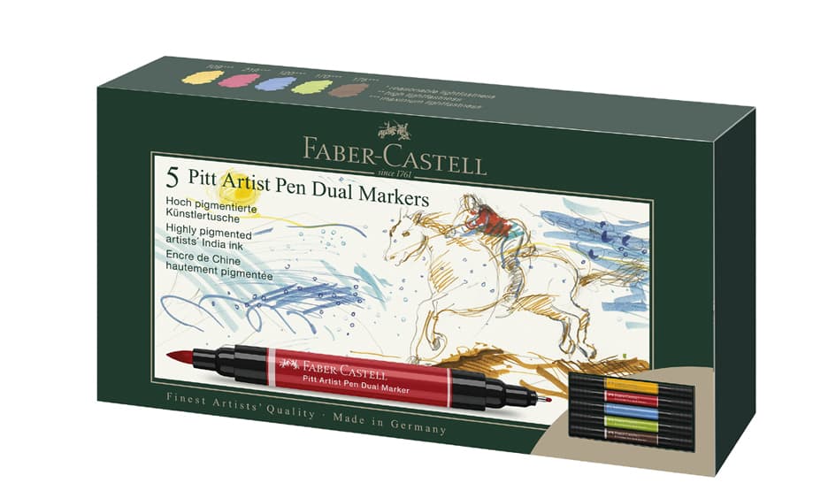 Faber-Castell Tuschestift Pitt Artist Pen Dual Marker, 5er