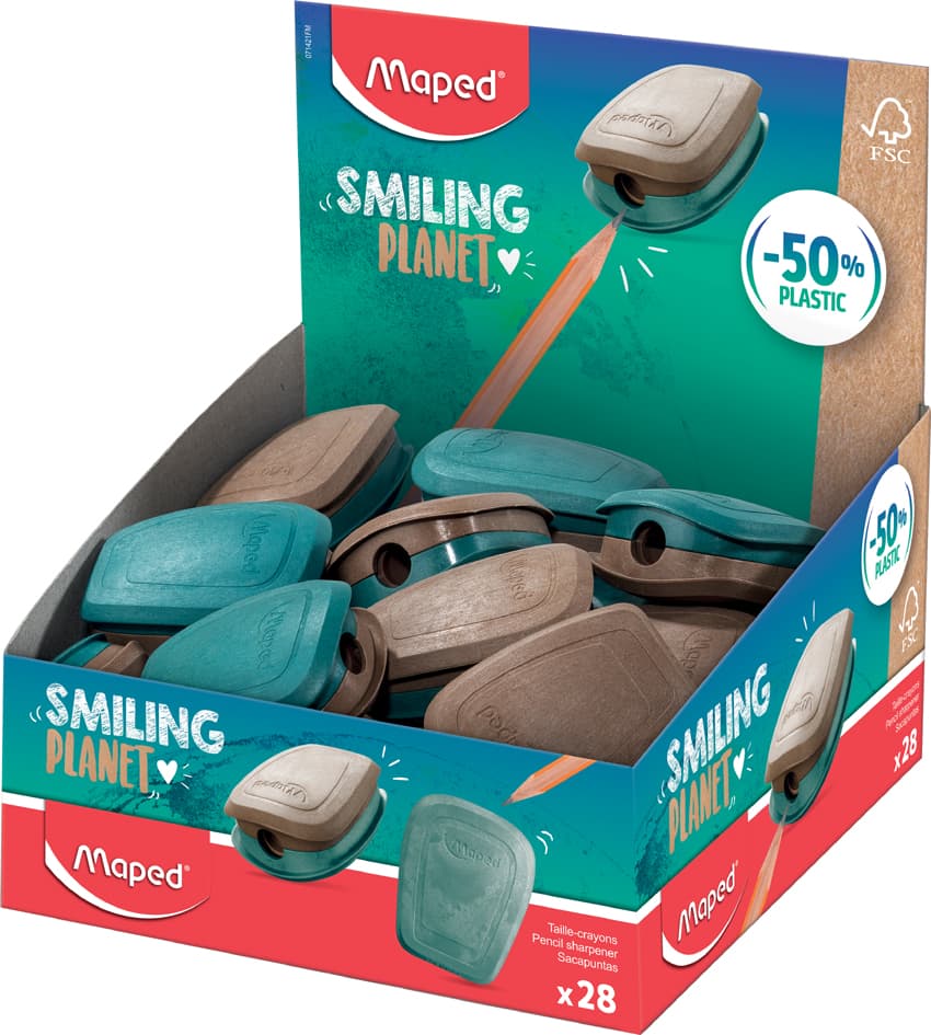 Maped Spitzdose Smiling Planet, Blau/Braun, 28er Display