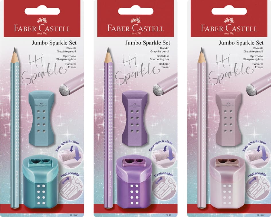 Faber-Castell Schreibset Jumbo Grip Sparkle, Sortiert