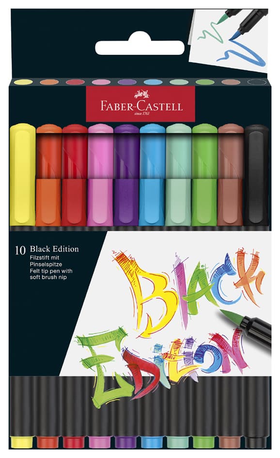 Faber-Castell Fasermaler Black Edition, 10er Etui