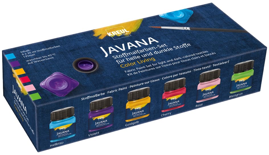 Kreul Textilfarbe Javana, Color Living Set, 6 X 20 Ml