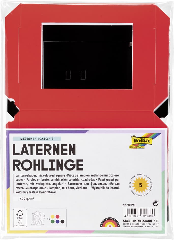 Folia Laternen-Zuschnitt, Eckig, 100x100x120 Mm, Sortiert