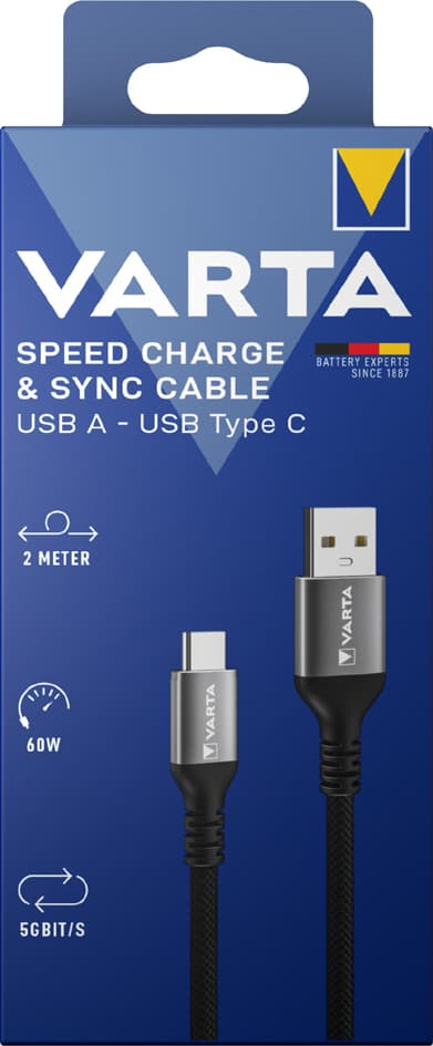 Varta Ladekabel Speed Charge & Sync Cable Usb-A - Usb-C, 2 M