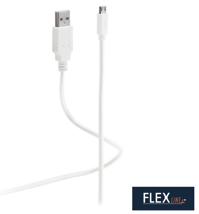 Flexline Daten- & Ladekabel, Usb-A - Usb-B, Weiß, 1,8 M
