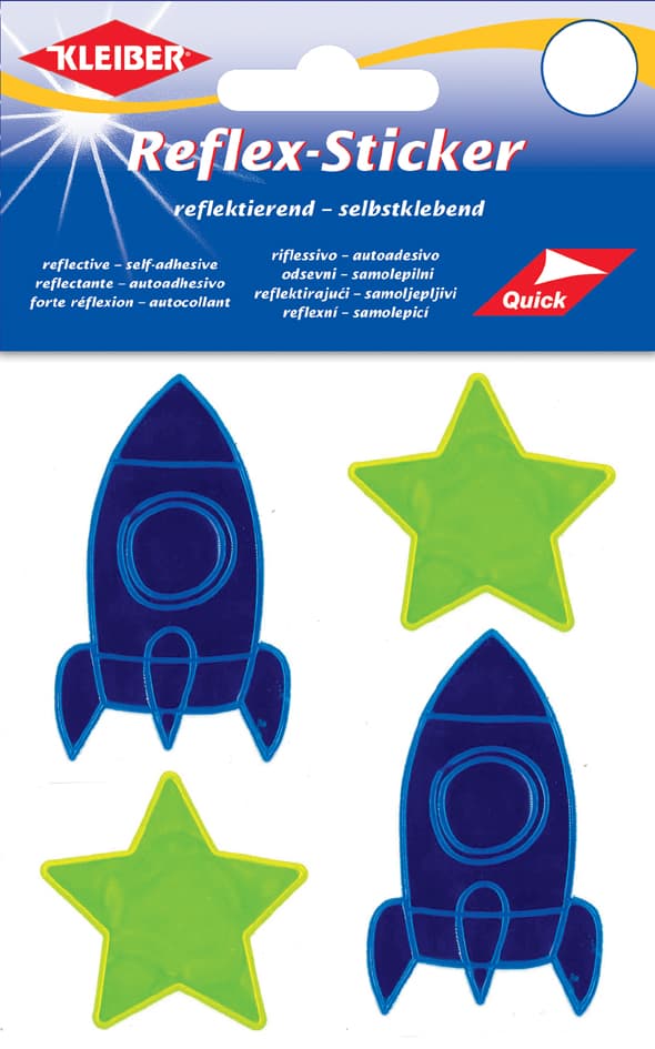 Kleiber Reflex-Sticker , Stern & Rakete, , Gelb/Blau