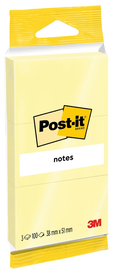 Post-It Haftnotizen Notes, 38 X 51 Mm, Gelb, Blister