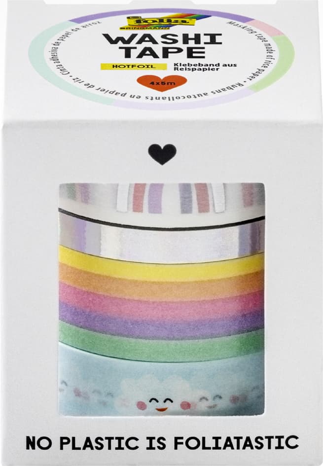 Folia Deko-Klebeband Washi-Tape Hotfoil Rainbow Clouds, 4er