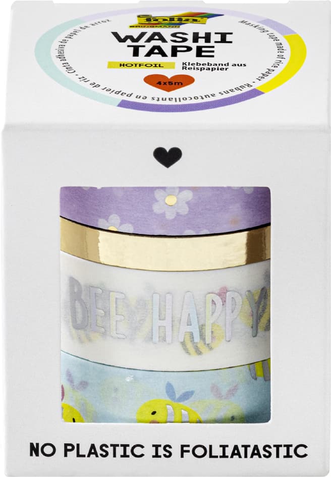 Folia Deko-Klebeband Washi-Tape Hotfoil Bees, 4er Set