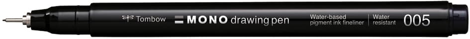 Tombow Fineliner Mono Drawing Pen, Schwarz, Strichstärke 005