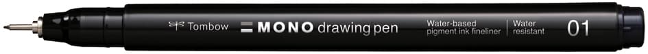 Tombow Fineliner Mono Drawing Pen, Schwarz, Strichstärke 01