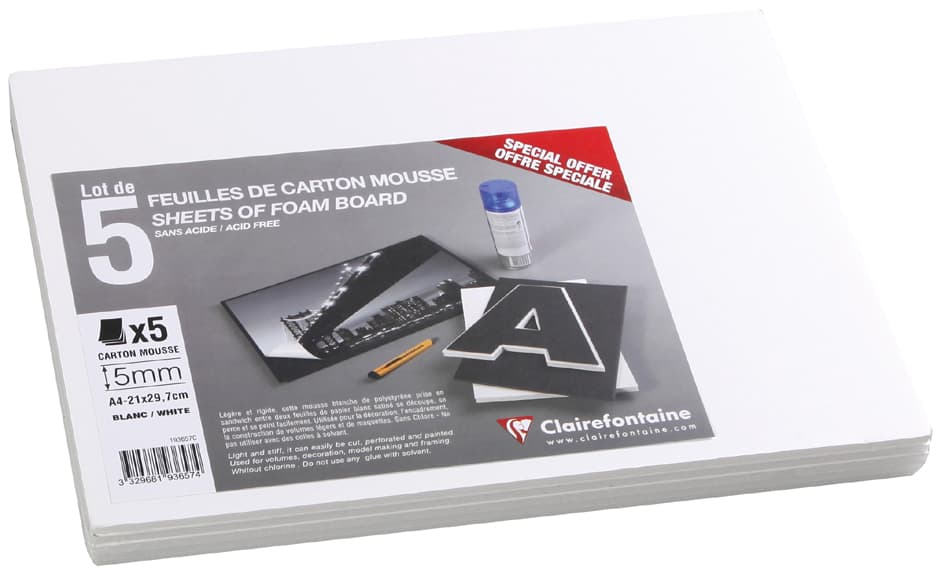 Clairefontaine Foam Board, 210 X 297 Mm (A4), 5 Mm, Weiß