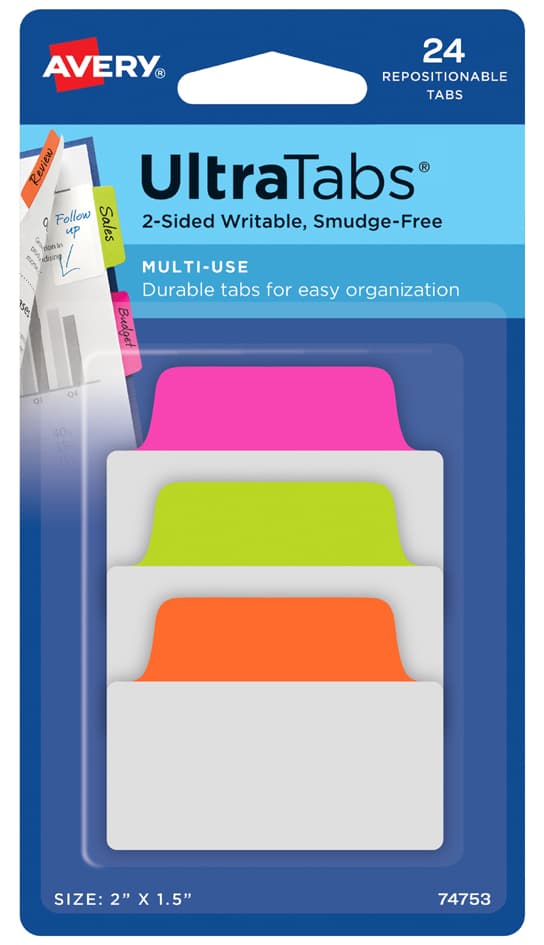 Avery Zweckform Haftstreifen Ultratabs Neon, 50,8 X 38 Mm