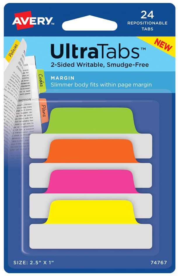 Avery Zweckform Haftstreifen Ultratabs Neon, 63,5 X 25 Mm