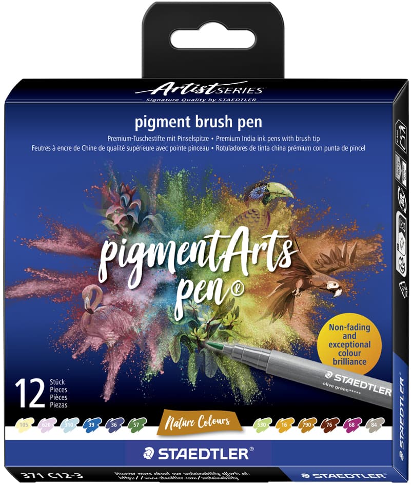Staedtler Fasermaler Pigment Brush Pen , Nature Colours,