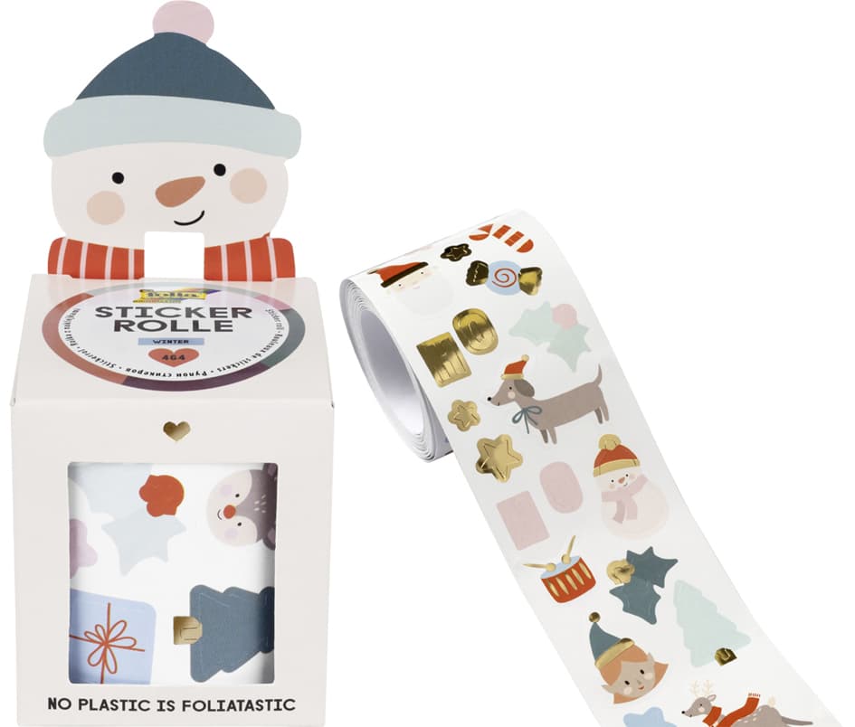 Folia Weihnachts-Sticker Winter, Auf Rolle, 4 M
