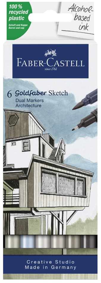 Faber-Castell Sketch Marker Goldfaber, 6er Etui Architektur