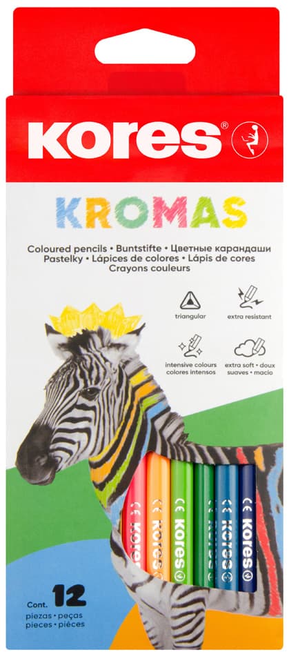 Kores Dreikant-Buntstifte , Kromas, , 12er Karton-Etui