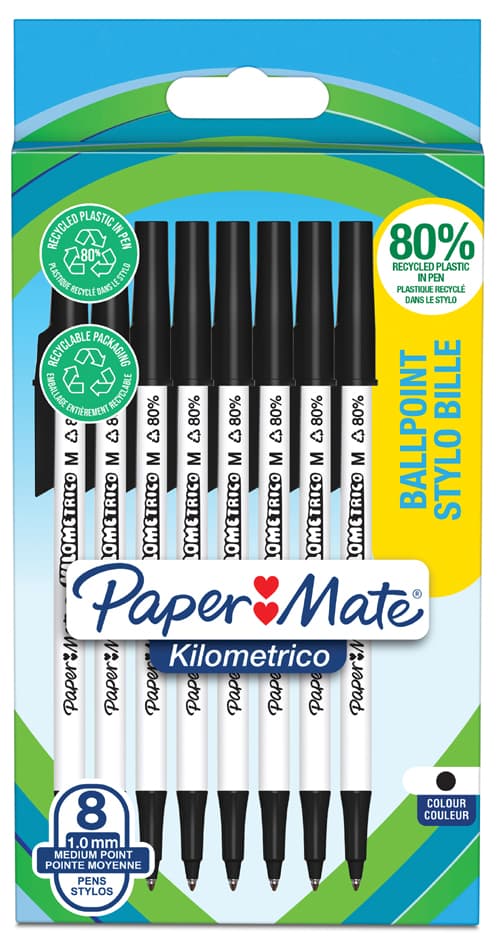 Paper:Mate Kugelschreiber Kilometrico, Schwarz, 8er Blister