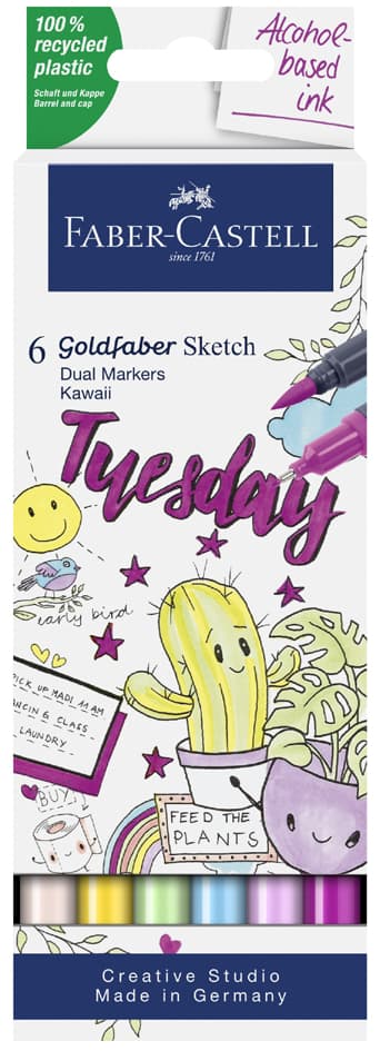Faber-Castell Sketch Marker Goldfaber, 6er Etui Kawaii