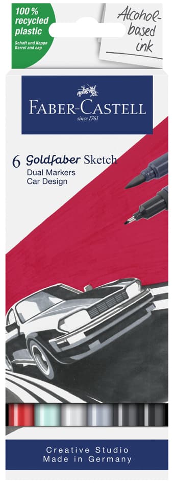Faber-Castell Sketch Marker Goldfaber, 6er Etui Car Design