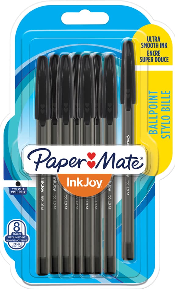 Paper:Mate Kugelschreiber Inkjoy 100, 8er Blister, Schwarz