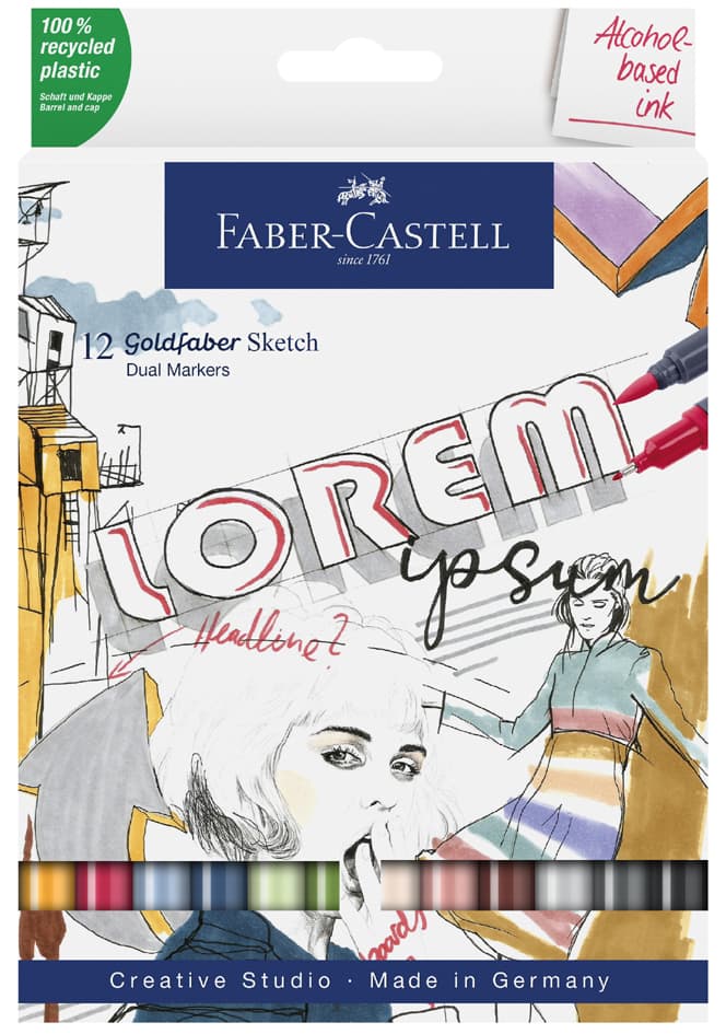 Faber-Castell Sketch Marker Goldfaber, 12er Etui