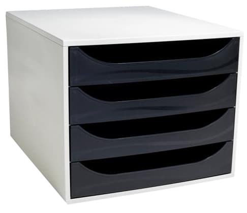 Exacompta Schubladenbox Ecobox, 4 Schübe, Schwarz / Grau