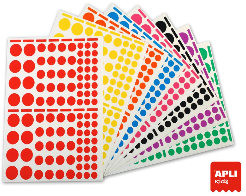 Apli Kids Sticker , Rund, , Auf Bogen, Großverpackung