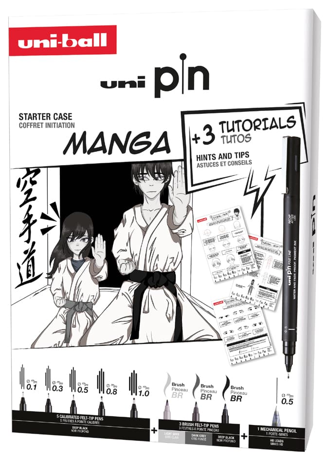 Uni-Ball Manga-Starterset Uni Pin, 9er Koffer