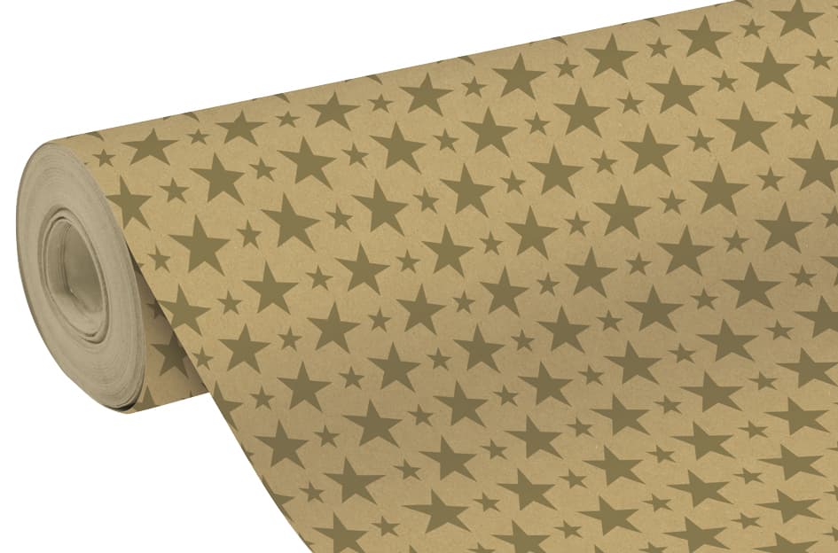 Clairefontaine Weihnachts-Geschenkpapier , Sterne Gold,