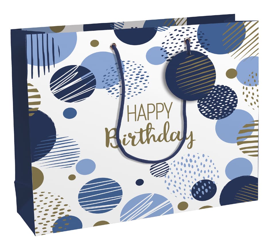 Clairefontaine Geschenktüte , Happy Birthday Blau, , Groß