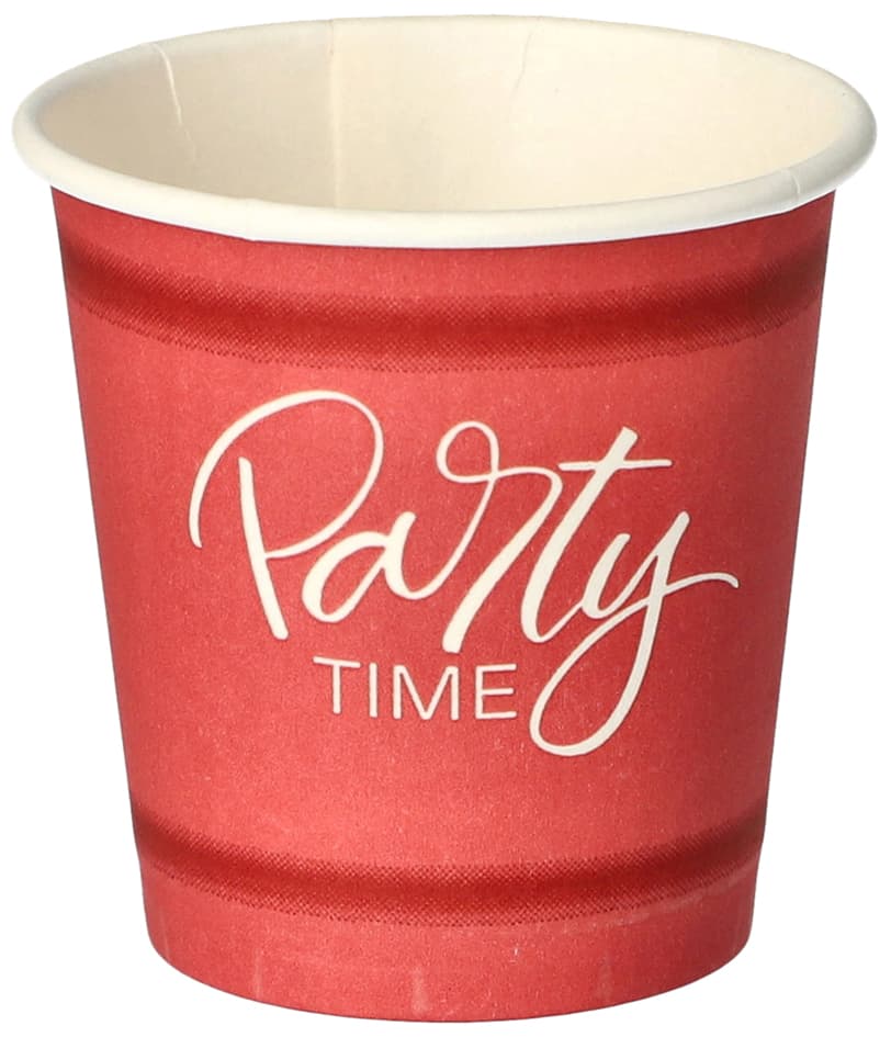 Papstar Papp-Trinkbecher , Pure, Party Time, 5 Cl, Rot