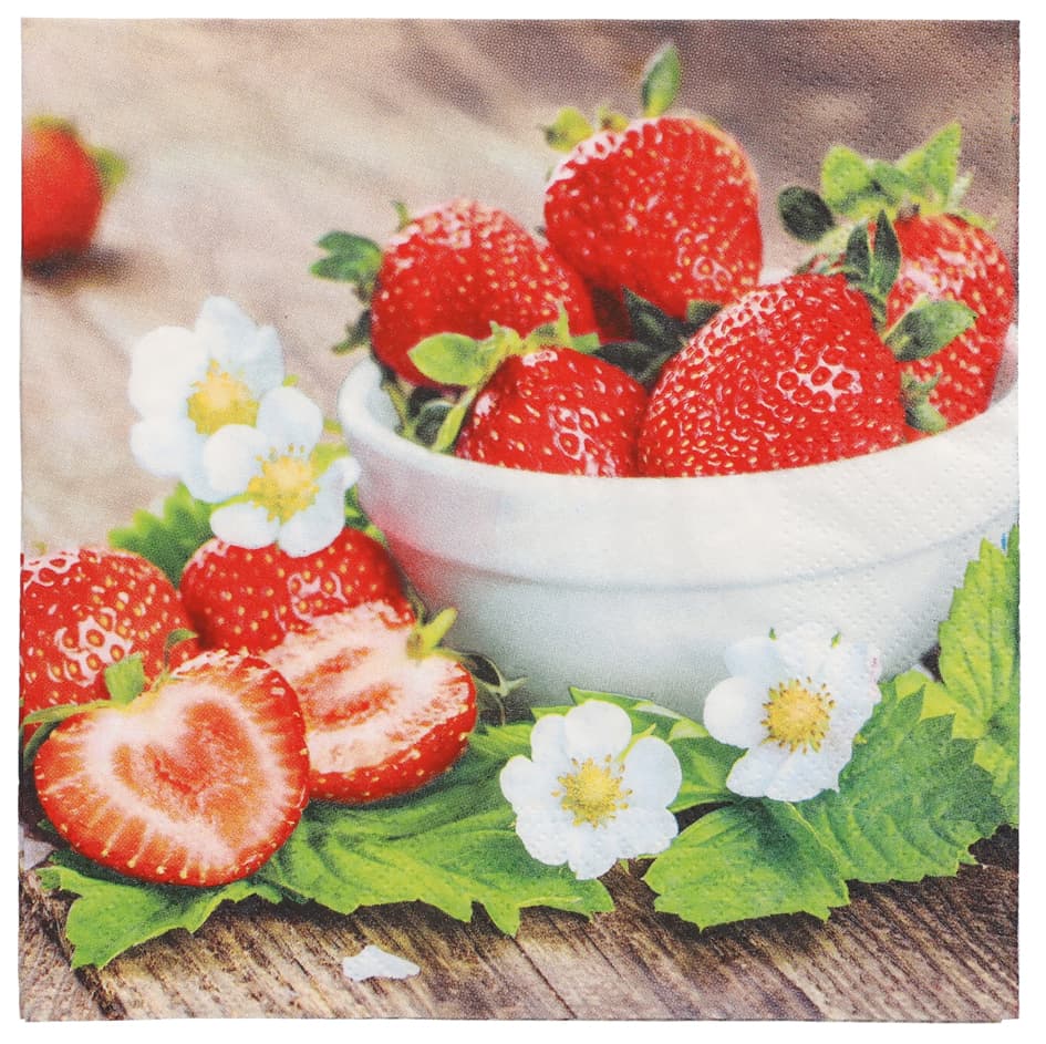 Papstar Motiv-Servietten , Strawberry Taste, , 330 X 330 Mm