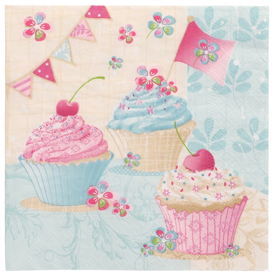Papstar Motiv-Servietten , Birthday Cup Cakes, , 330 X 330 Mm